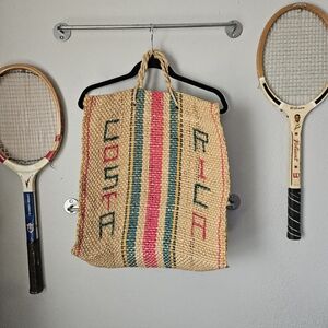 Costa Rica straw tote bag vintage travel beach woven grocery shopper 🌴